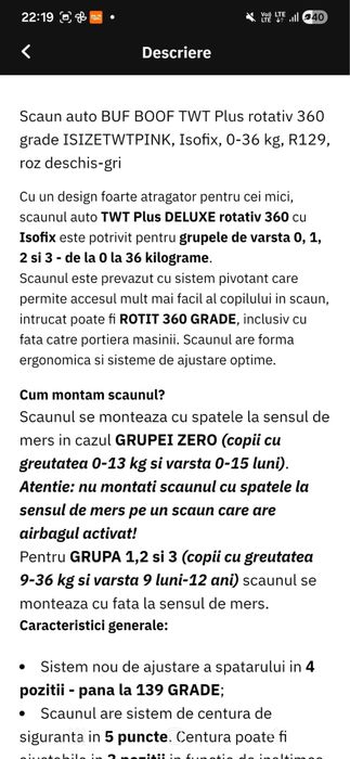 Vând scaun auto copii.