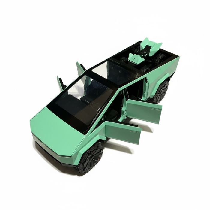 Метален модел Tesla Cybertruck , отварящи се врати, зелено, 1:24