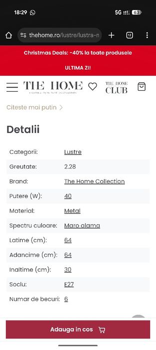 Vand lustra metalica culoare aramiu