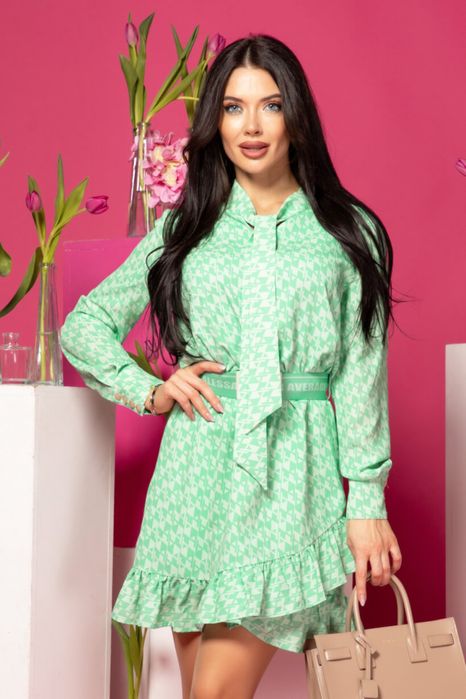 Dazzle Alessa Delight Ruffles Рокля С Подвижен Колан - Green