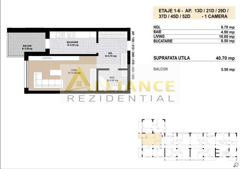 Garsoniera decomandata | 45 mp - Grand Arena -