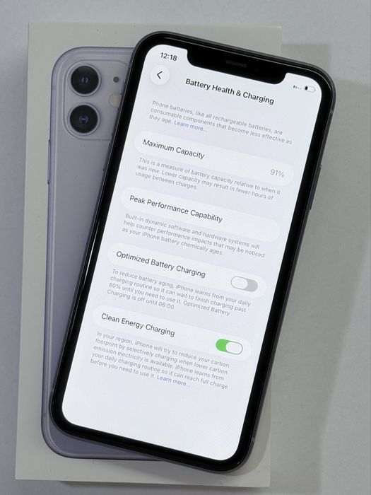 iPhone 11 Purple 91% battery