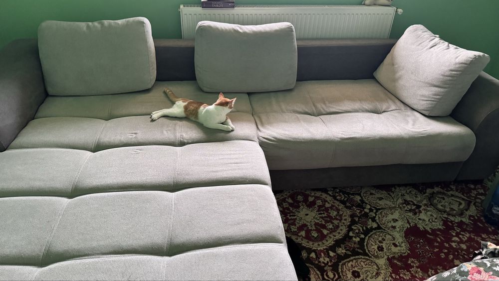 Coltar extensibil Salerno 4 locuri gri cu lada de depozitare