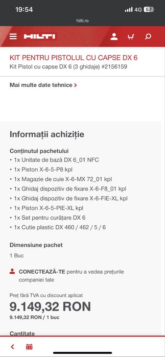 Pistol batut cuie beton metal lemn Hilti Dx6