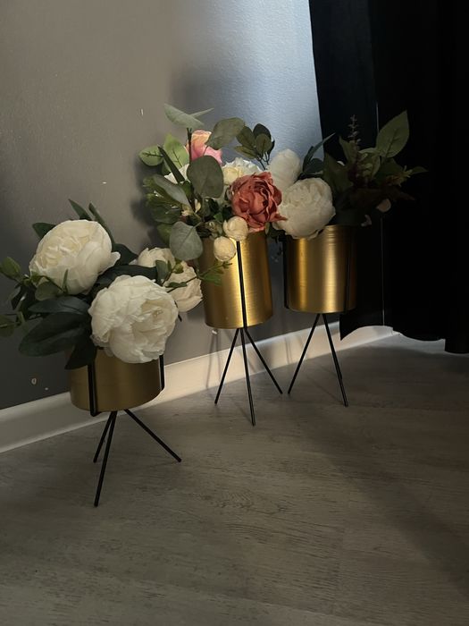 Set de 3 ghivece decorative aur