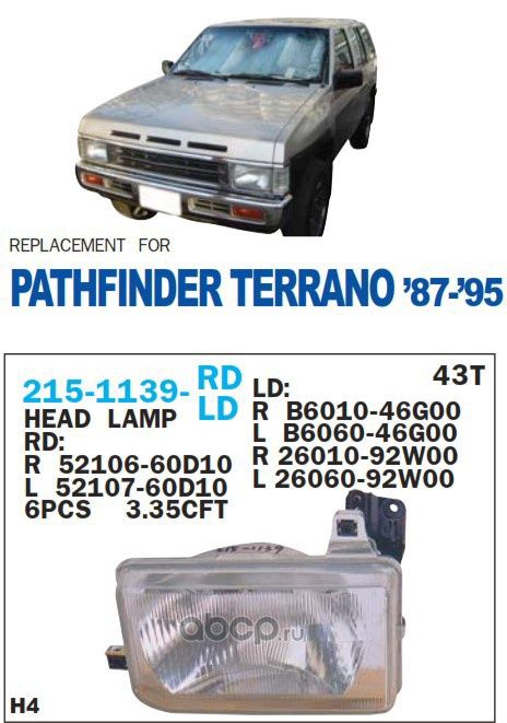 Фары Ниссан Террано, pathfinder wd21