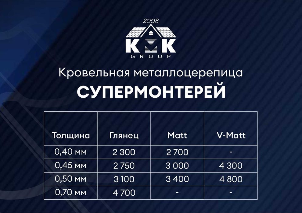 Кровельная металлочерепица Супермонтеррей полиэстер, черепица МАТТ