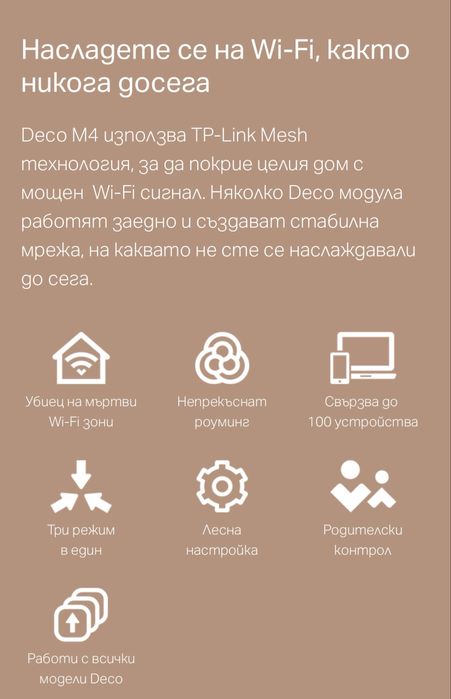 Deco M4 AC1200 Gigabit Mesh Wi-Fi система за целия дом