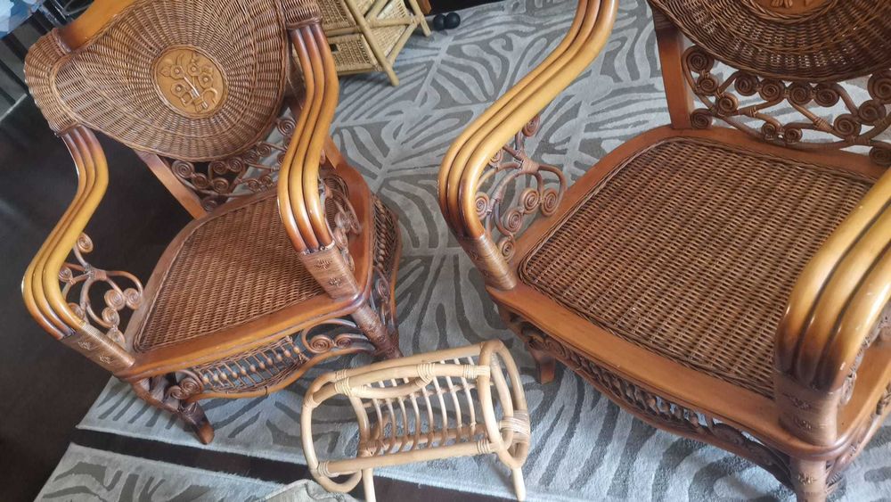 SET TERASA bambus ratan natural lemn masiv