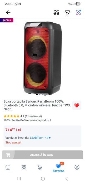 Boxă Serioux Partyboom 100W- putere mare