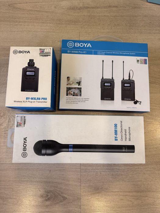 Продам комплект репортёрских микрофонов BOYA (почти новый)