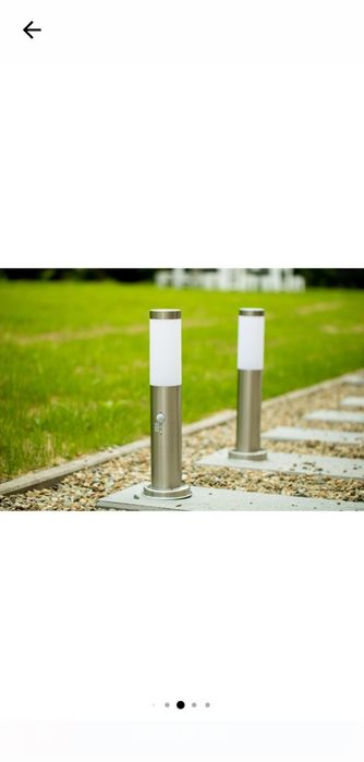 Stalp de exterior pentru gradina, Otel inoxidabil, E27, 45 cm, Argintiu