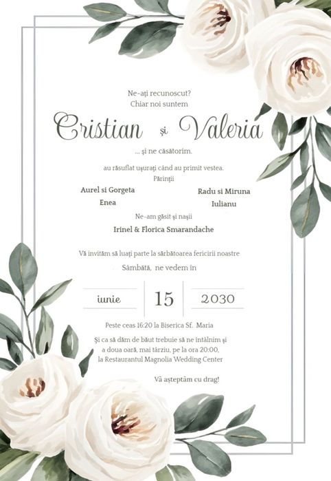 Invitatii personalizate pentru evenimente - plicuri, meniuri