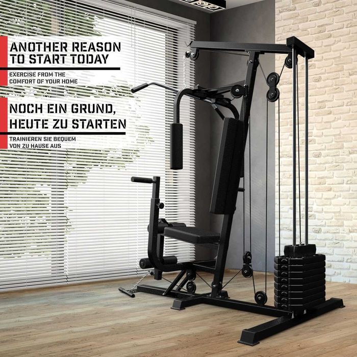 Stație fitness, greutăți de 40 kg, reglabil, scripete
