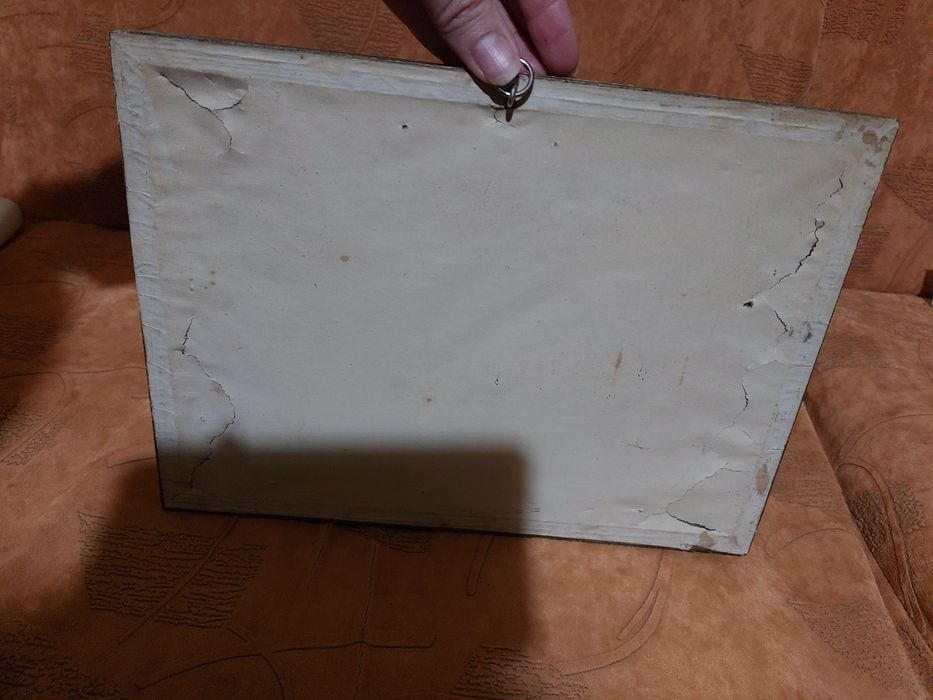 Litografie cu ramă de lemn si ipsos