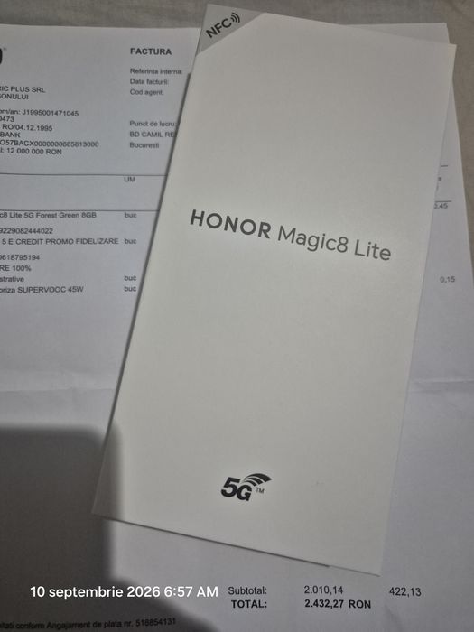 Honor Magic 8 lite 256gb - Sigilat - DualSim - Green - Factura