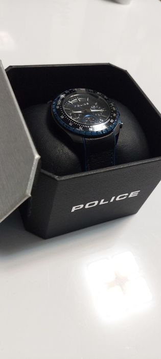 Ceas Bărbătesc POLICE  Stil Premium, Curea Silicon + Piele Albastră, Ca Nou