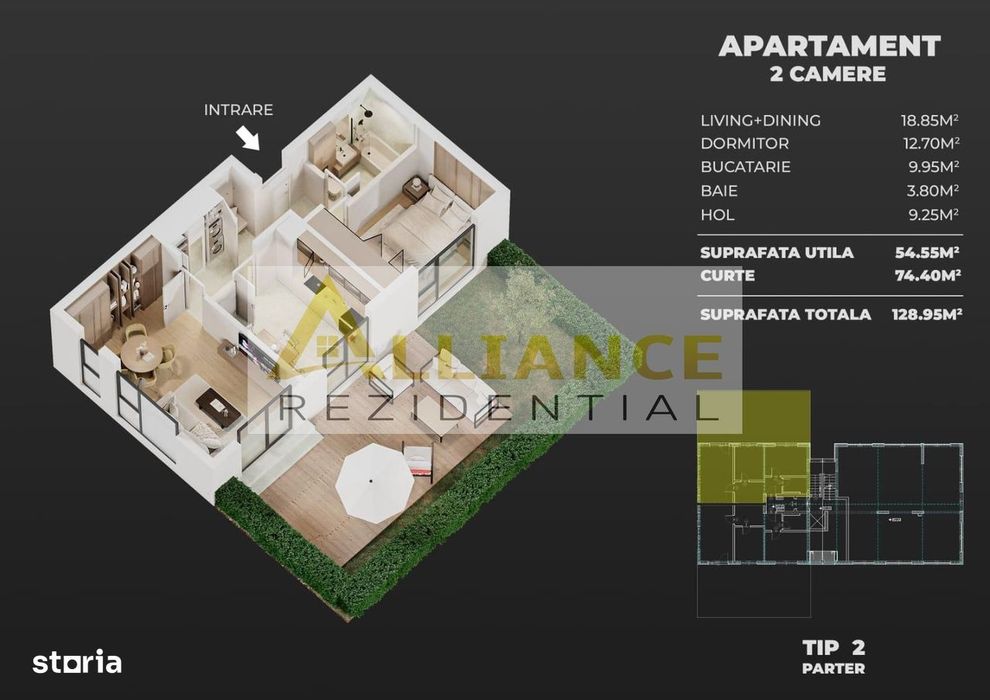 Apartamente 2 camere + gradina { Proiect Nou Soseaua Leordeni }