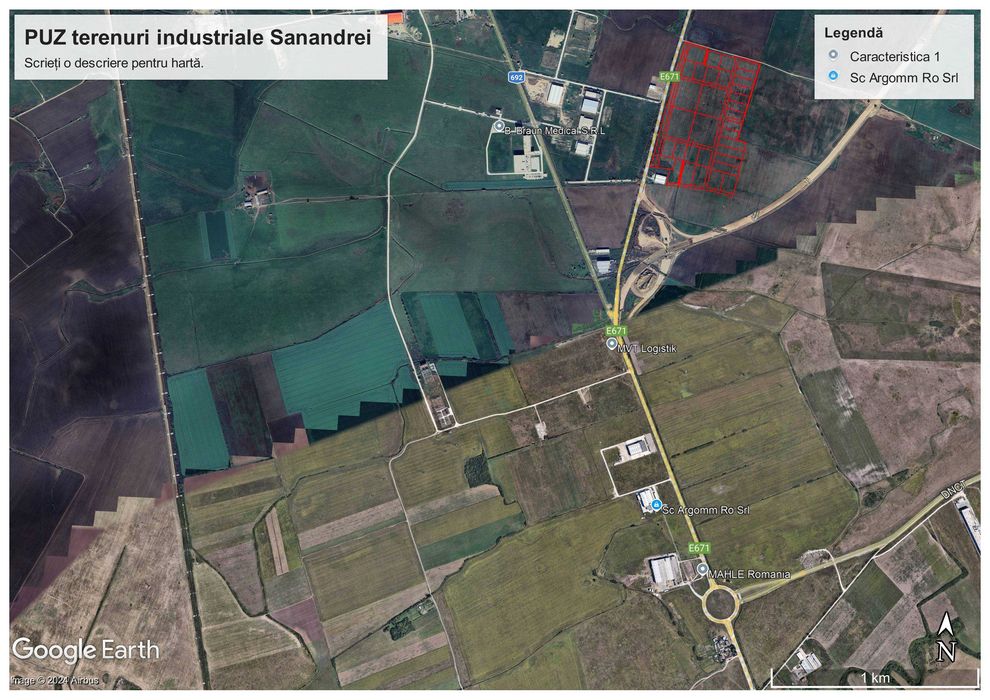 Proprietar, vindem parcele cu PUZ teren industrial Sinandrei Aradului