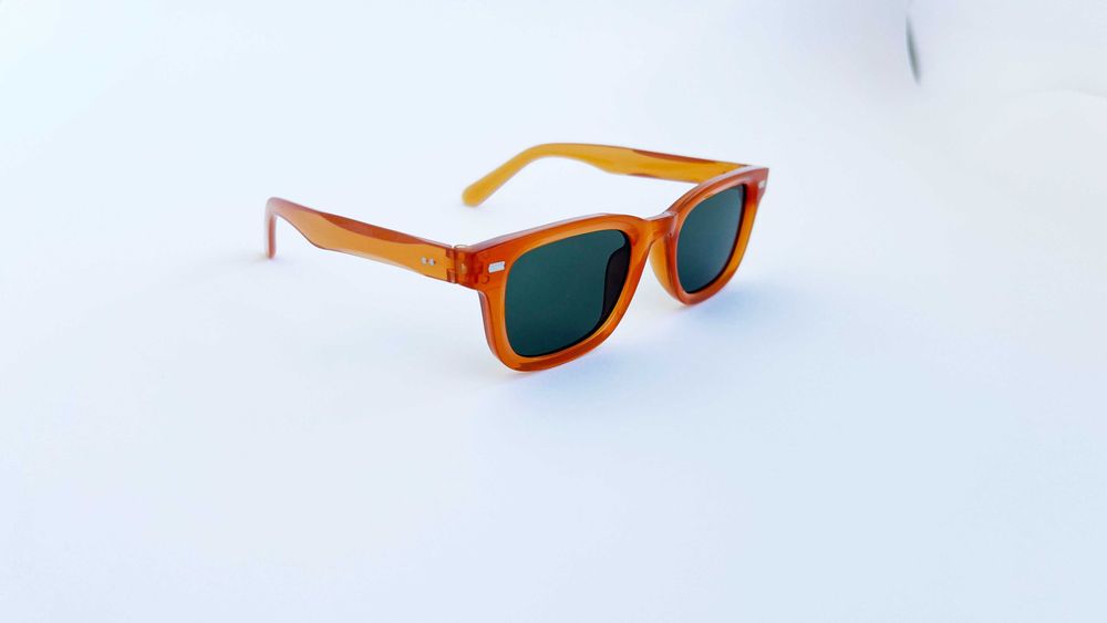 Ochelari de soare Moscot Klutz Style - Rama portocalie Lentile verzi