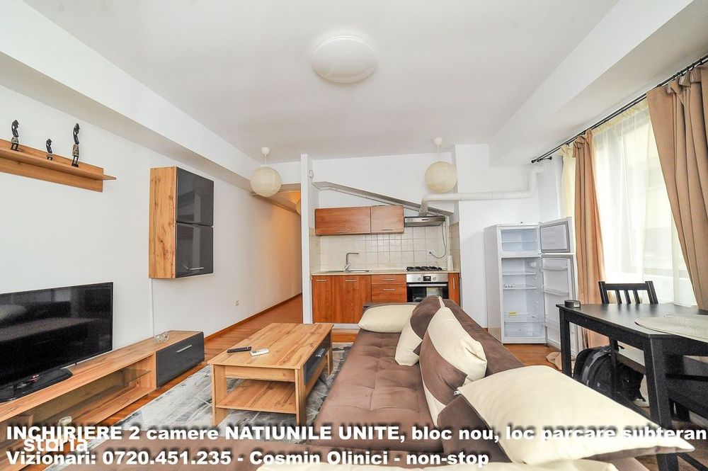 Inchiriere 2 camere NATIUNILE UNITE, boc nou, parcare subterana