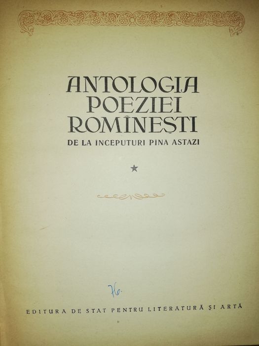 Vând carte veche 1954 Antologia Poeziei Rominesti