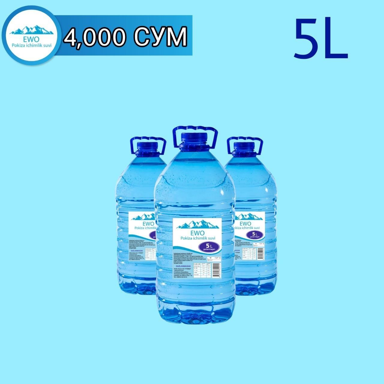 EWO вода фильтрованная вода для дома и офиса: 5 000 сум - Продукты питания  / Напитки Самарканд на Olx