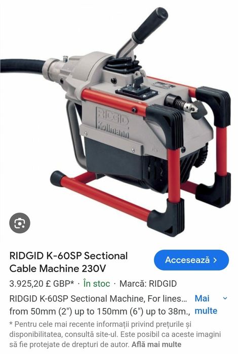 Ridgid k-60 pentru desfundat tevi