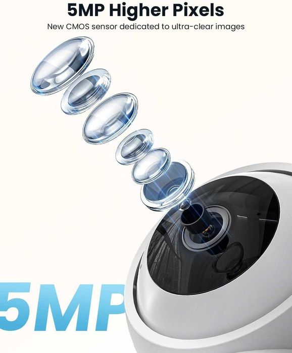 ieGeek 2.4g/5g WiFi охранителна камера за вътрешен монтаж, 5MP кабелна CCTV IR камера, SD карта