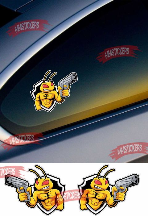 Стикер Пчела с пистолет Автомобилни стикери BG53796