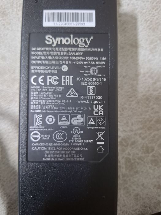 Adaptor12 V-7,5 A Synology model 2AAL090F