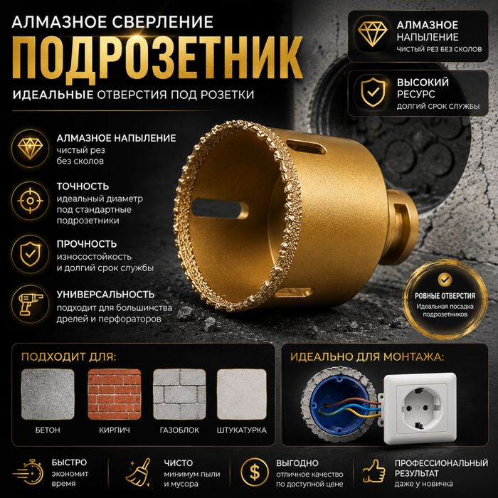 Алмазное сверление под подрозетник