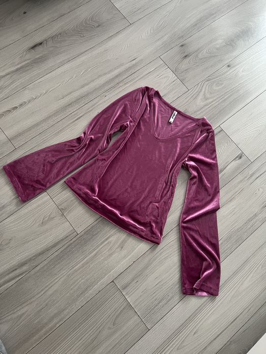 Bluza catifea roz-mov noua xs