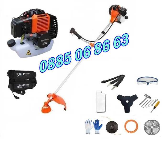 Четиритактов бензинов тример 74 куб., моторна косачка за трева + самар