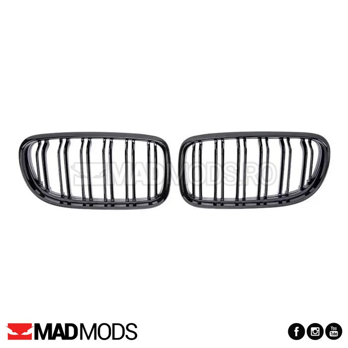 Set grile duble M BMW Seria 3 E90 / E91 LCI FL Facelift, Negru lucios