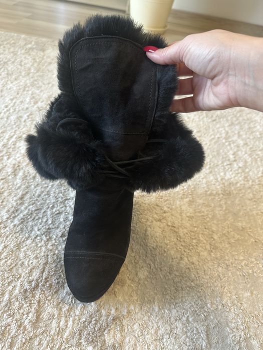 Ghete cu platforma Basconi,piele si blana naturala