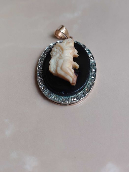 Pandantiv vechi din aur si argint cu diamante naturale