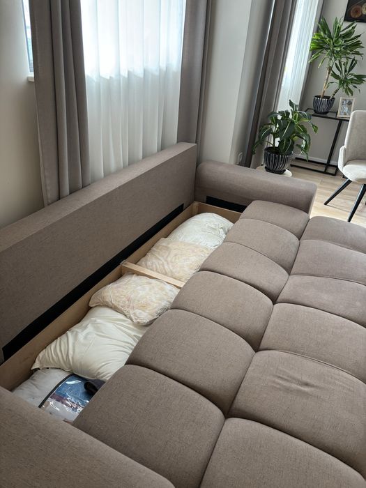 Разтегателен диван с ракла за съхранение