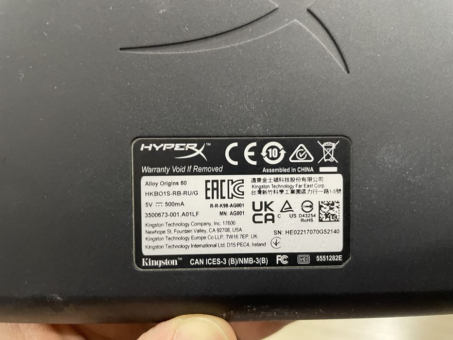 Клавиатура hyperx alloy origins 60