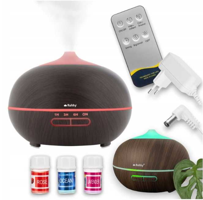 Umidificator aromaterapie maro 300ml - 3x uleiuri incluse