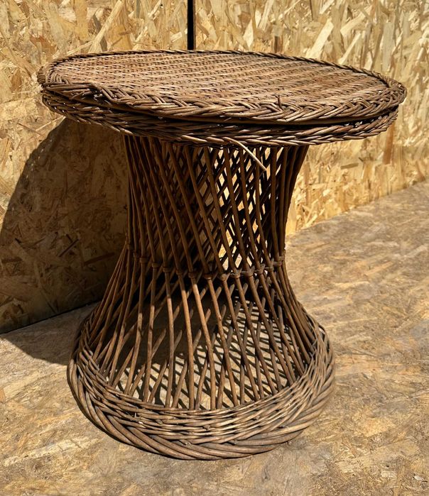 Masuta din ratan cu blat rotund 63x63 cm; Masa terasa/gradina