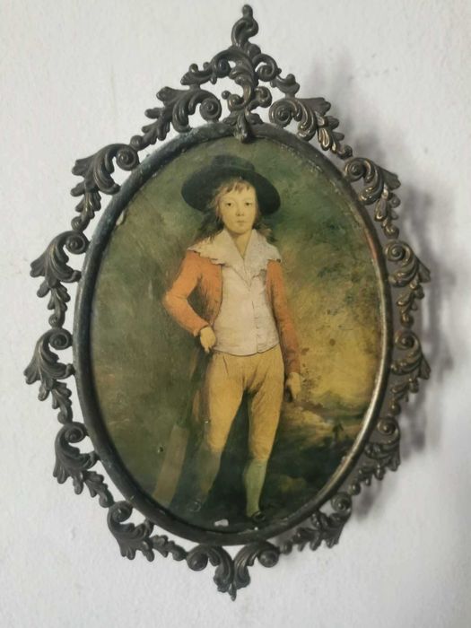 Tablou cu sticla bombata si rama din bronz