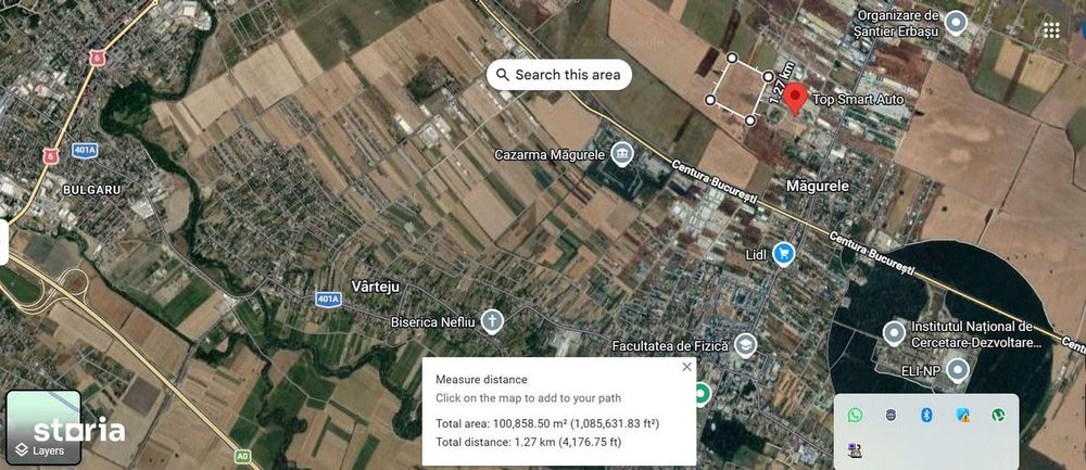 Vand teren intravilan 58.807 mp Magurele strada Fermei