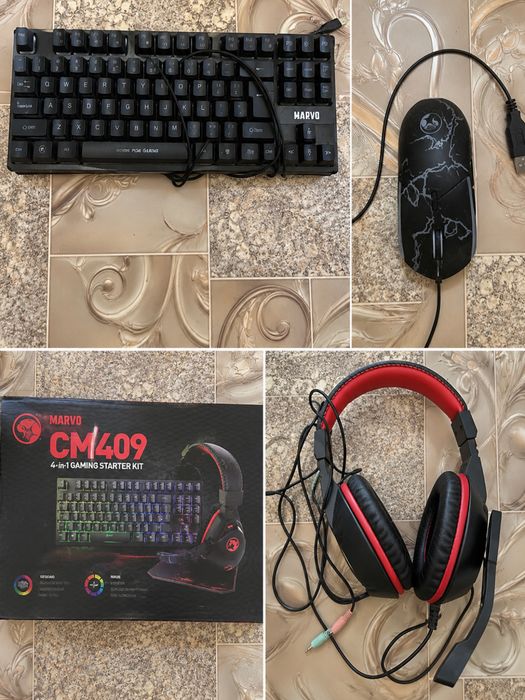 Gaming комплект MARVO CM409 4в1 – клавиатура, мишка, слушалки