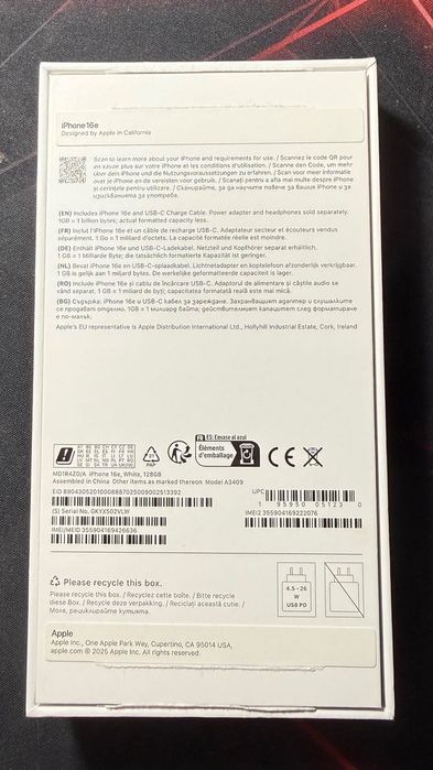 Нов iPhone 16e, White, 128GB