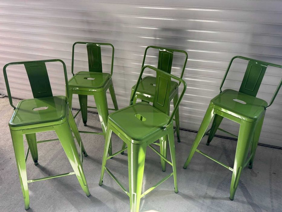 Комплект 5бр. бар столове с облегалка - Зелени. С дребни транспортни драскотини, цената е за целия комплект !