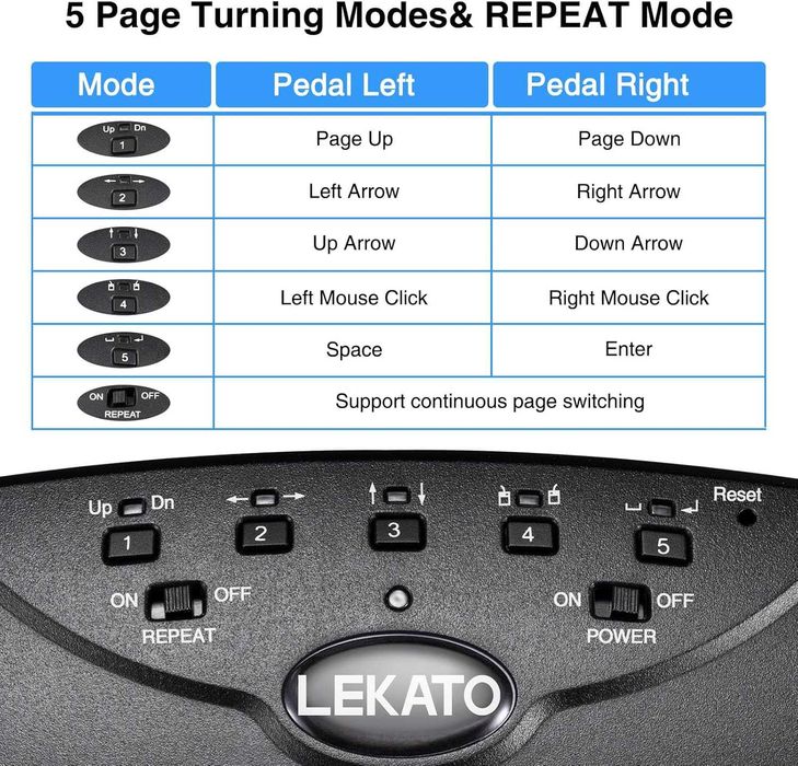 LEKATO Bluetooth педал за обръщане на страници