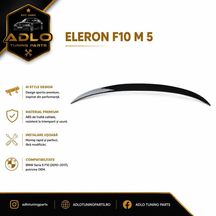 Eleron Lip Portbagaj BMW F10 Seria 5 M5 Style Negru Lucios