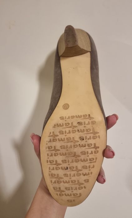 Кафеви токчета, естествена кожа Tamaris 40 номер