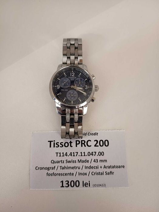 Ceas Tissot PRC 200 Cronograf/Tahimetru/ETA G10.212 Quartz Swiss Made/43mm/Cristal Safir/Inox/Cadran albastru ID10422
